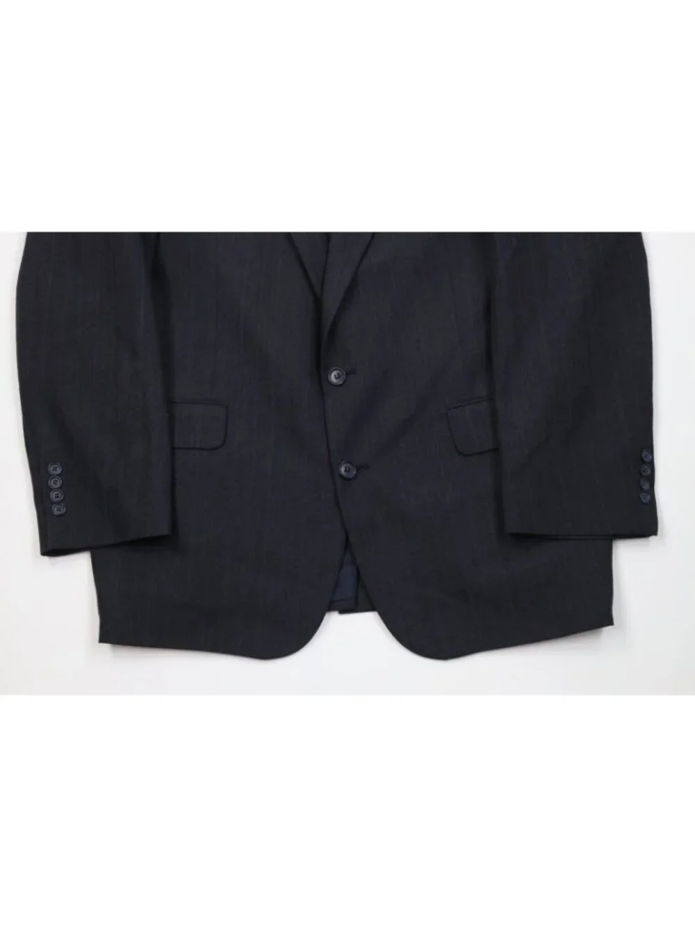 Vtg 90s Streetwear Mens 44L 2 Piece Wool Suit Wedding Striped Wide Leg 40x31 USA